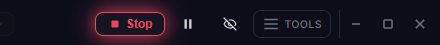 The eye icon in the header with a slash — capture keeps running while the overlay stays hidden